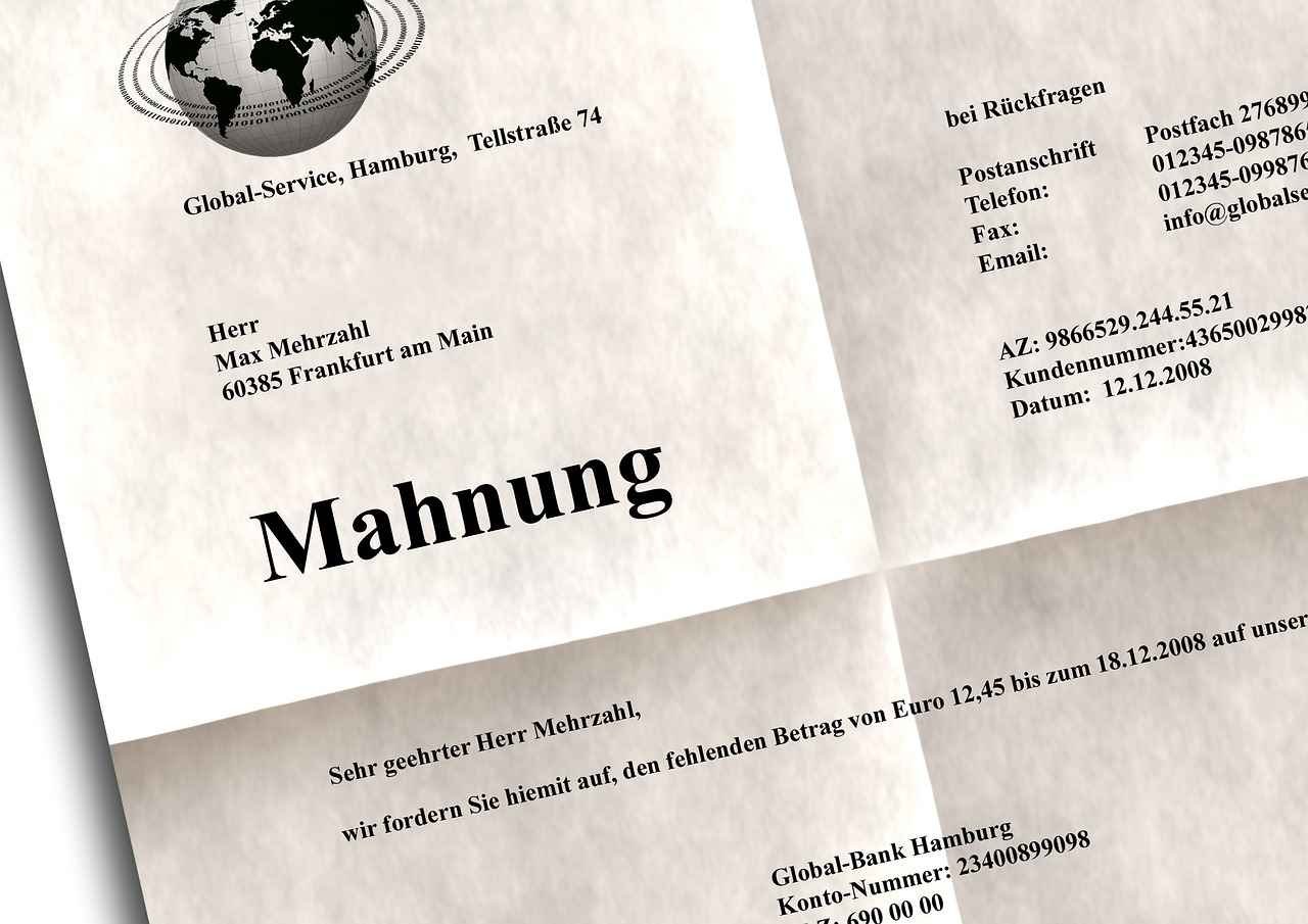 Mahnung und Zahlungsaufforderung